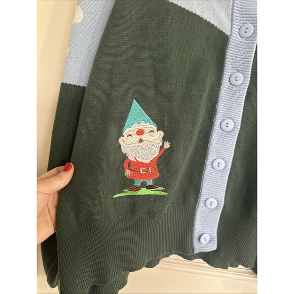 Unique Vintage Plus Size 4XL 22-24 Gnome In The Sky Cardigan Sweater Mushrooms - Picture 2 of 13
